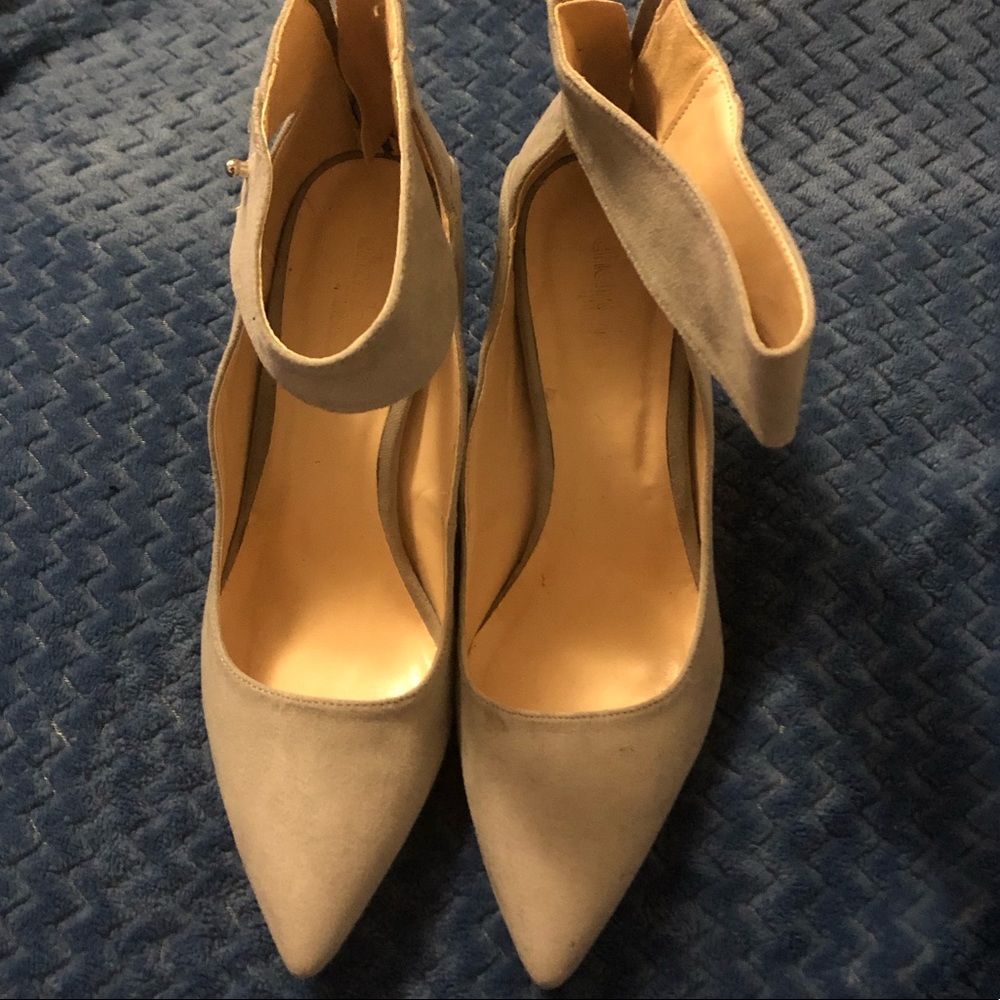 Grey suede heels